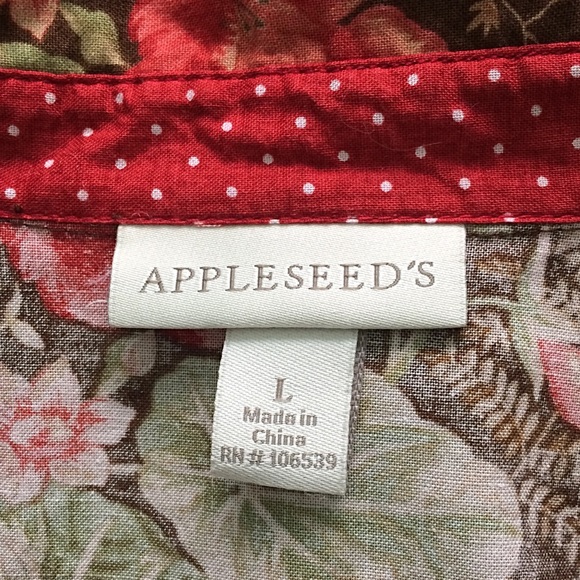 Appleseed's Red Brown Floral Print Button Shirt - Picture 7 of 8